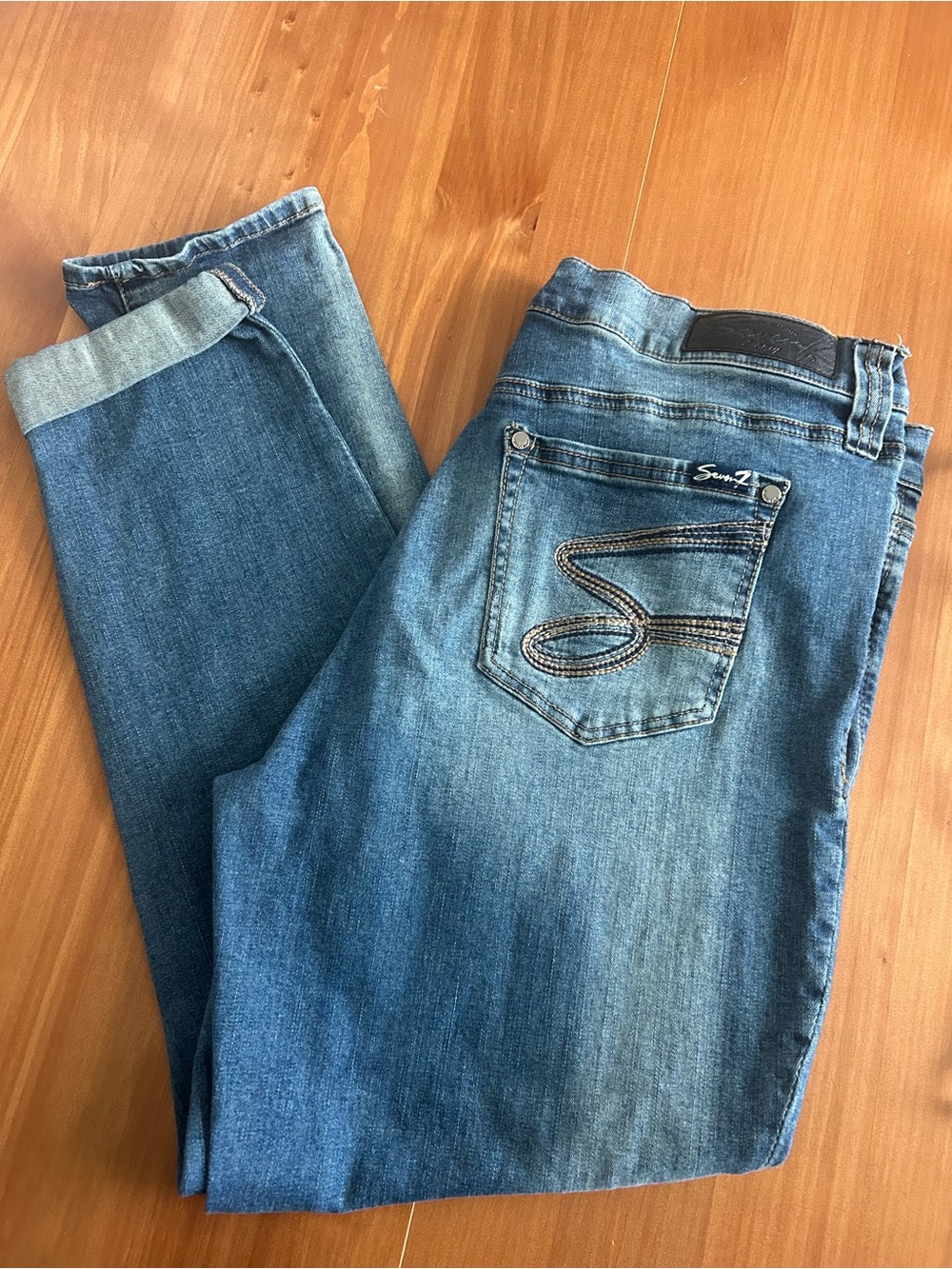 Seven7 Girlfriend Jeans Size 16 Distressed Silver Sequin